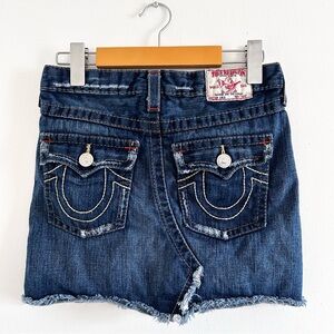 True Religion Lola denim mini skirt with frayed hem sz 12